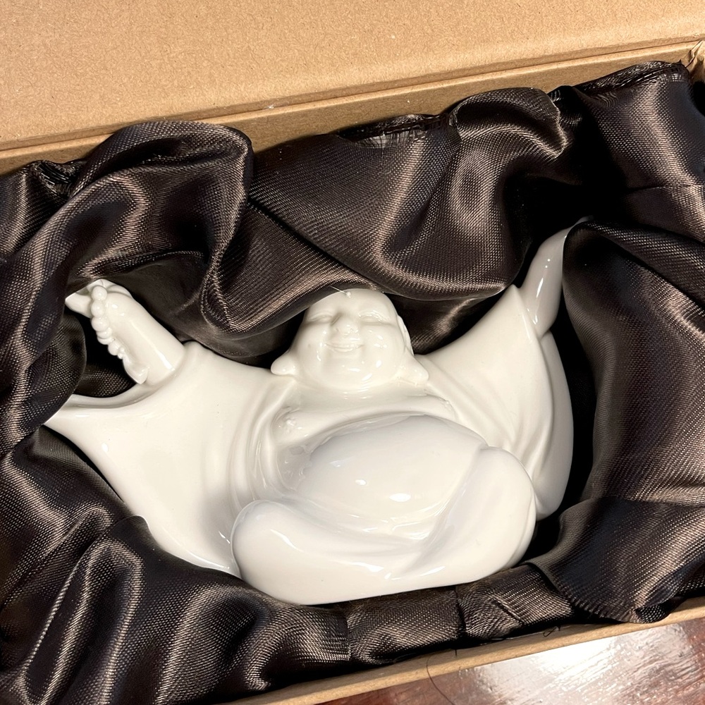 Cheering Happy Buddha Porcelain Statue